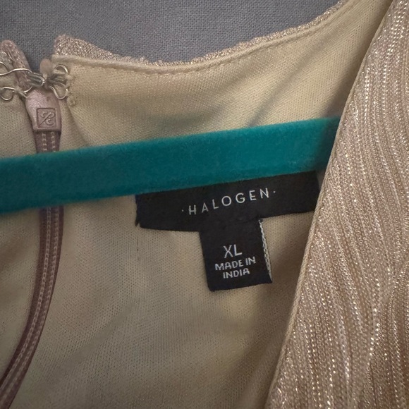 NWT Halogen V-Neck Smocked Waist Maxi Dress Gold - Picture 9 of 11